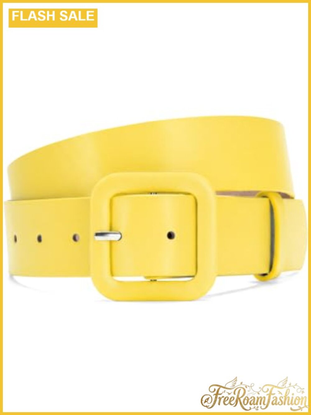 Womens Faux Leather Wide Belt 1.5 Inch Square Buckle Adjustable Fit Jeans Dress